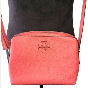 Tory Burch Taylor Camera Bag Paradise Pink Leather Crossbody EUC Valentines